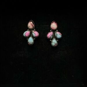 Rose Dahlia & Cotton Candy Turquoise earrings
